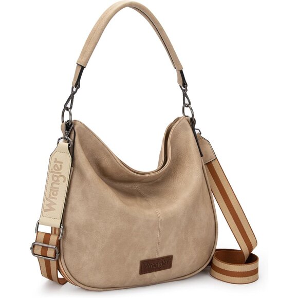 Handbags - Hobo Bag Large Crossbody Purse Women Leather Striped Cotton Strap